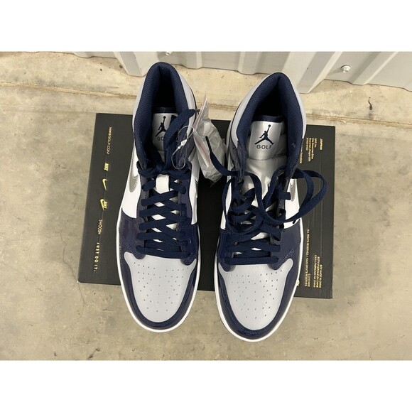 New Nike Jordan 1 Retro High Golf Shoes Patent Midnight Navy DQ0660-100 Sz 9 main image 7